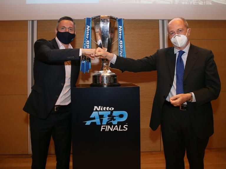 l presidente dell'ATP Andrea Gaudenzi con il presidente della FIT Angelo Binaghi (foto Sposito)