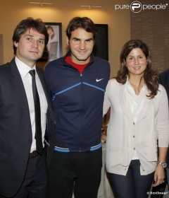 Arnaud Boetsch e Roger Federer con la moglie Mirka