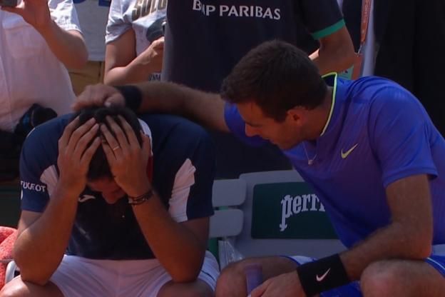 Juan Martin Del Potro rincuora Almagro dopo il ritiro