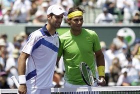 Djokovic e Nadal all'inizio del match di oggi