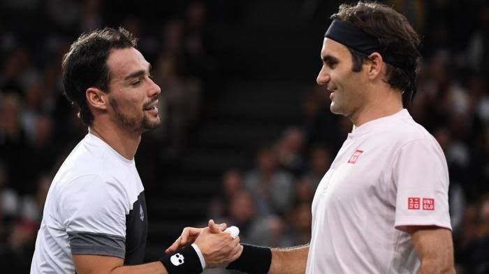 Fabio Fognini con Roger Federer