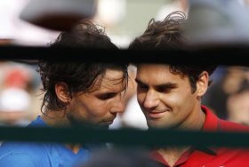 Nadal e Federer dopo la conclusione del match di oggi
