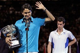 Roger Federer alla premiazione dell'edizione 2010 degli Open d'Australia.