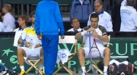 Fabio Fognini, Daniele Bracciali ed alle spalle Corrado Barazzutti