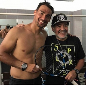 Fabio Fognini con Diego Armando Maradona