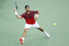Fabio Fognini classe 1987 impegnato in doppio