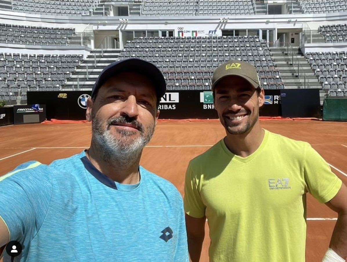 Fabio Fognini con Alberto Mancini