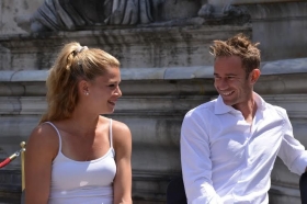 Camila Giorgi e Filippo Volandri impegnati ieri nel sorteggio - Foto Antonio Fraioli