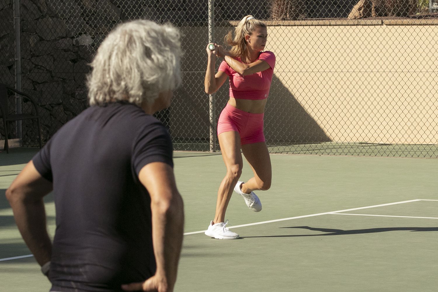Camila Giorgi con il suo coach e padre a Tenerife - Foto Marta Magni/MEF Tennis Events