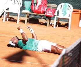 Joao Souza, ventottenne brasiliano numero 163 della classifica ATP, ha vinto la terza edizione degli Internazionali di Cortina d'Ampezzo - Foto Carola Carera