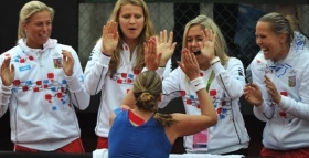 Petra Kvitova festeggia il successo in Fed Cup