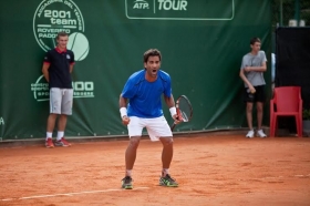Maximo Gonzalez, 30 anni e numero 116 al mondo, nell’esultanza appena terminato il match - Foto Lodovica Barbiero