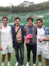 Il nostro amico Pierre insieme a Gianluigi Quinzi, Riccardo Ghedin e Claudio Grassi