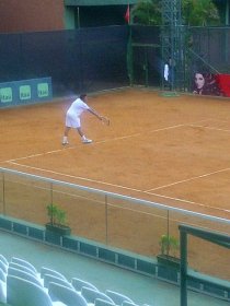Gianluigi Quinzi classe 1996, n.10 ITF. La foto è stata scattata questa sera nel match vinto contro Cachin.