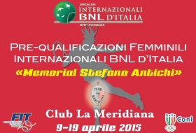 Dal 9 al 19 aprile 2015, grande appuntamento tennistico sui campi in terra all’aperto del Club La Meridiana in occasione delle Pre-qualificazioni femminili BNL d’Italia Memorial Stefano Antichi.