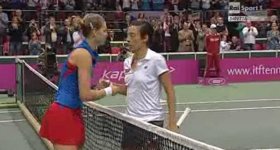 Schiavone al termine dell'incontro con Safarova.