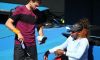 Serena Williams con Grigor Dimitrov si allena alla Rod Laver Arena