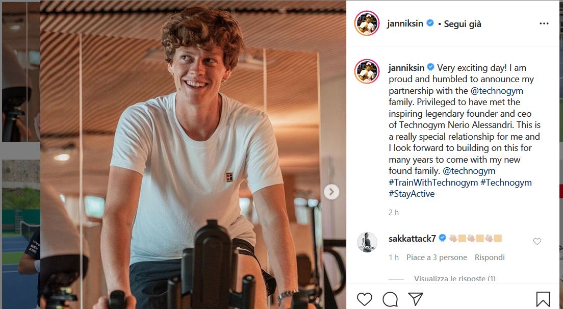 Sinner nella famiglia Technogym