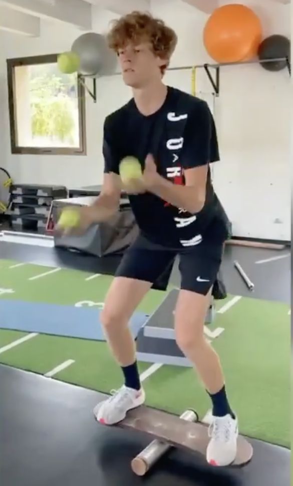 Jannik Sinner in palestra