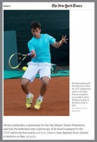 Notizie da San Marino: La Federtennis e i suoi record sul New York Times