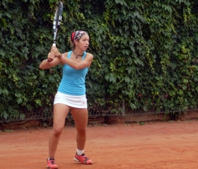 Katrin Tebaldini, classe 1995, ha passato il primo turno di qualificazioni battendo la testa di serie numero 5 Gamarra Martins (Foto Giorgio Valleris)