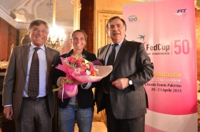 Nella foto - Ernesto De Filipps, Roberta Vinci, Leoluca Orlando - Foto Tullio Puglia