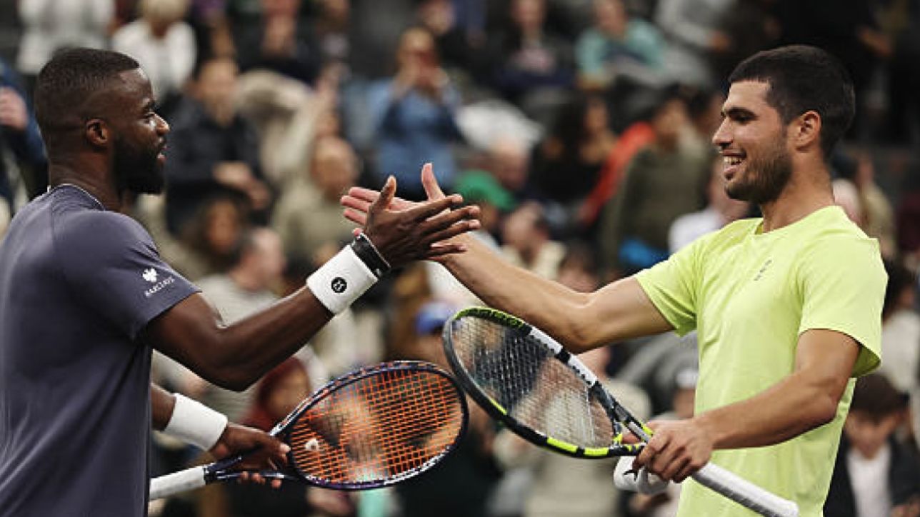 Carlos Alcaraz con Frances Tiafoe - Foto Getty Images