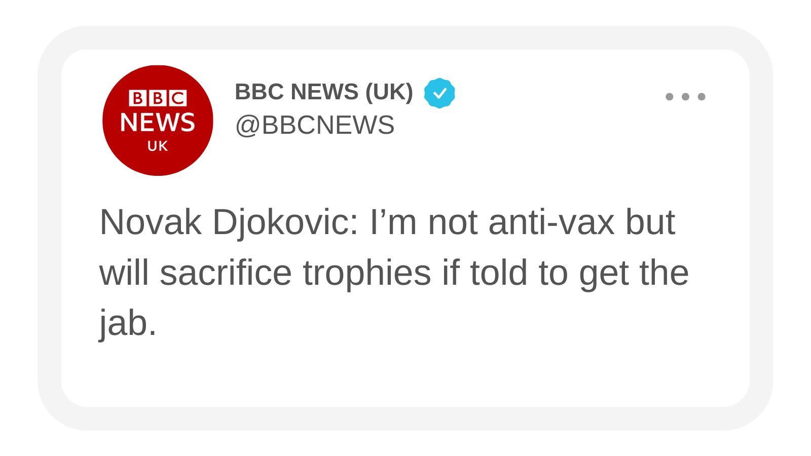Il tweet di stamattina che lanciava la intervista di Novak