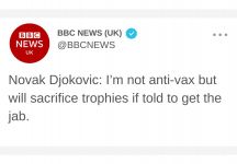 Nota compagnia aerea ironizza su posizione antivaccino di Djokovic
