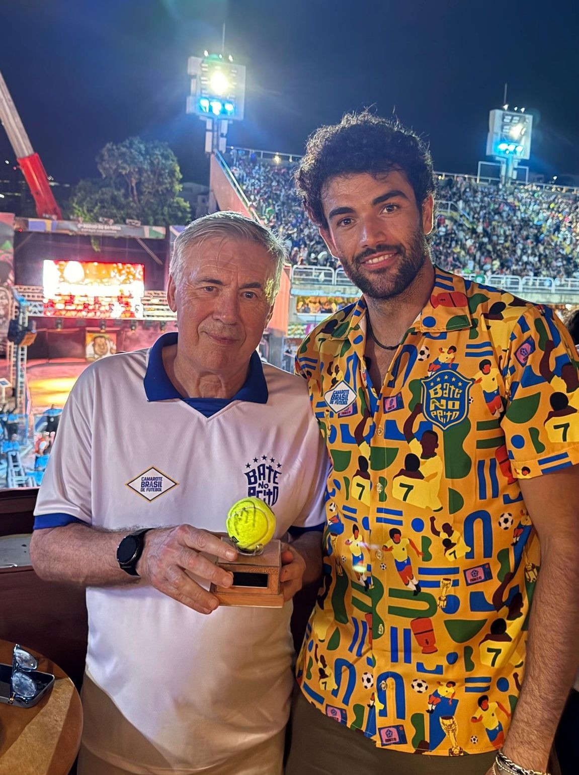 Matteo Berrettini con l'allenatore Carlo Ancelotti