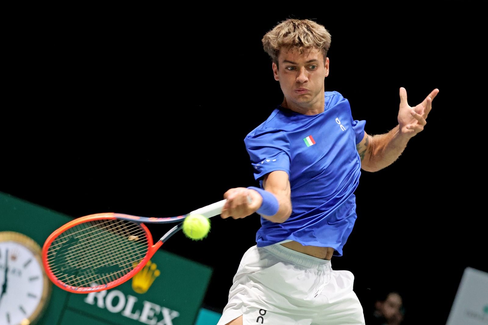 Flavio Cobolli in Davis Cup a Bologna (foto FITP)