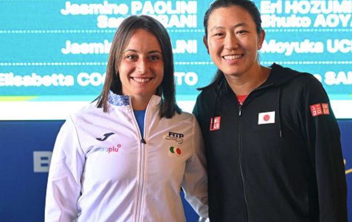 Billie jean King Cup, Elisabetta Cocciaretto e la giapponese Moyuka Uchijima (Foto FITP)