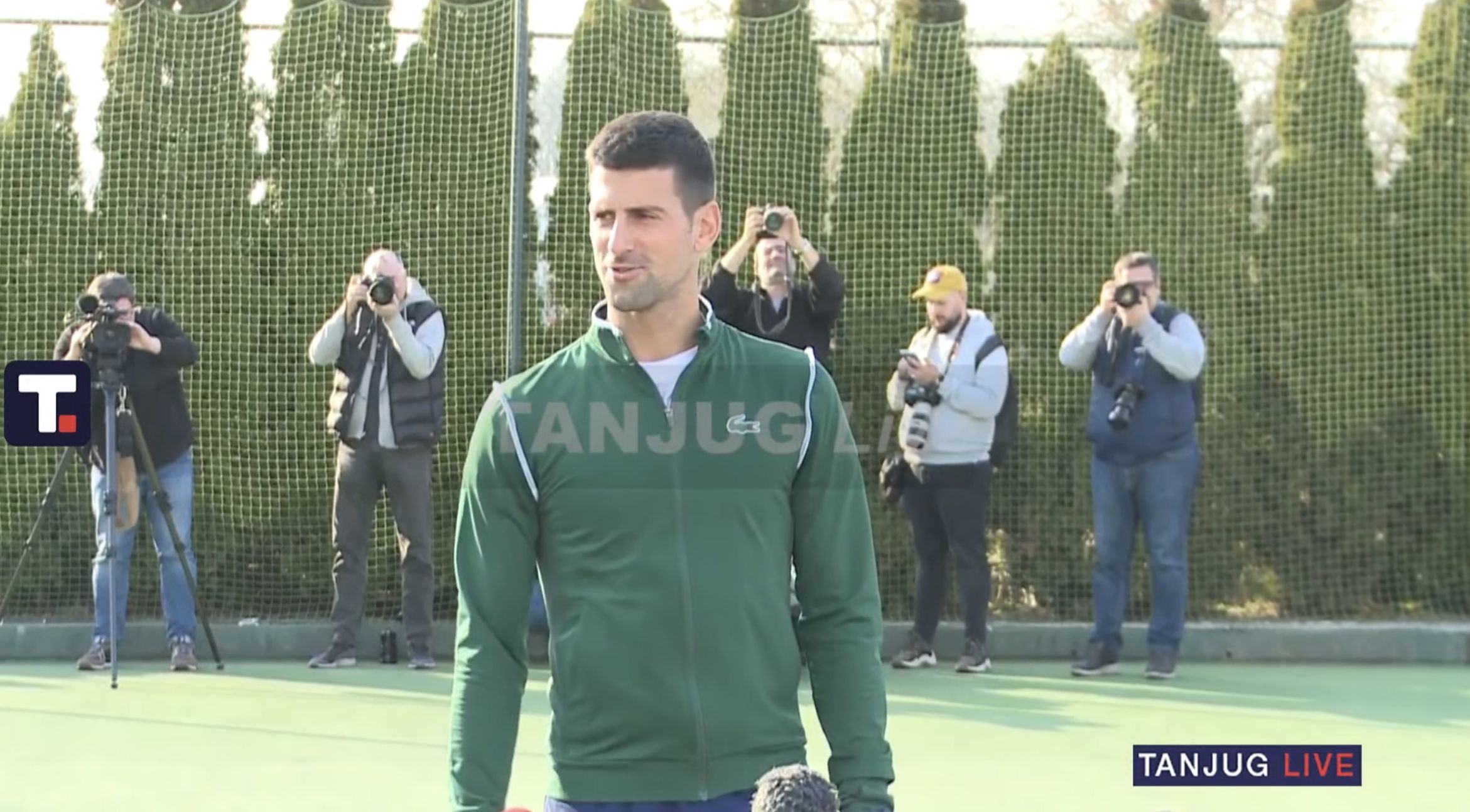 Novak Djokovic durante la press conference (dalla diretta su Tanjug)