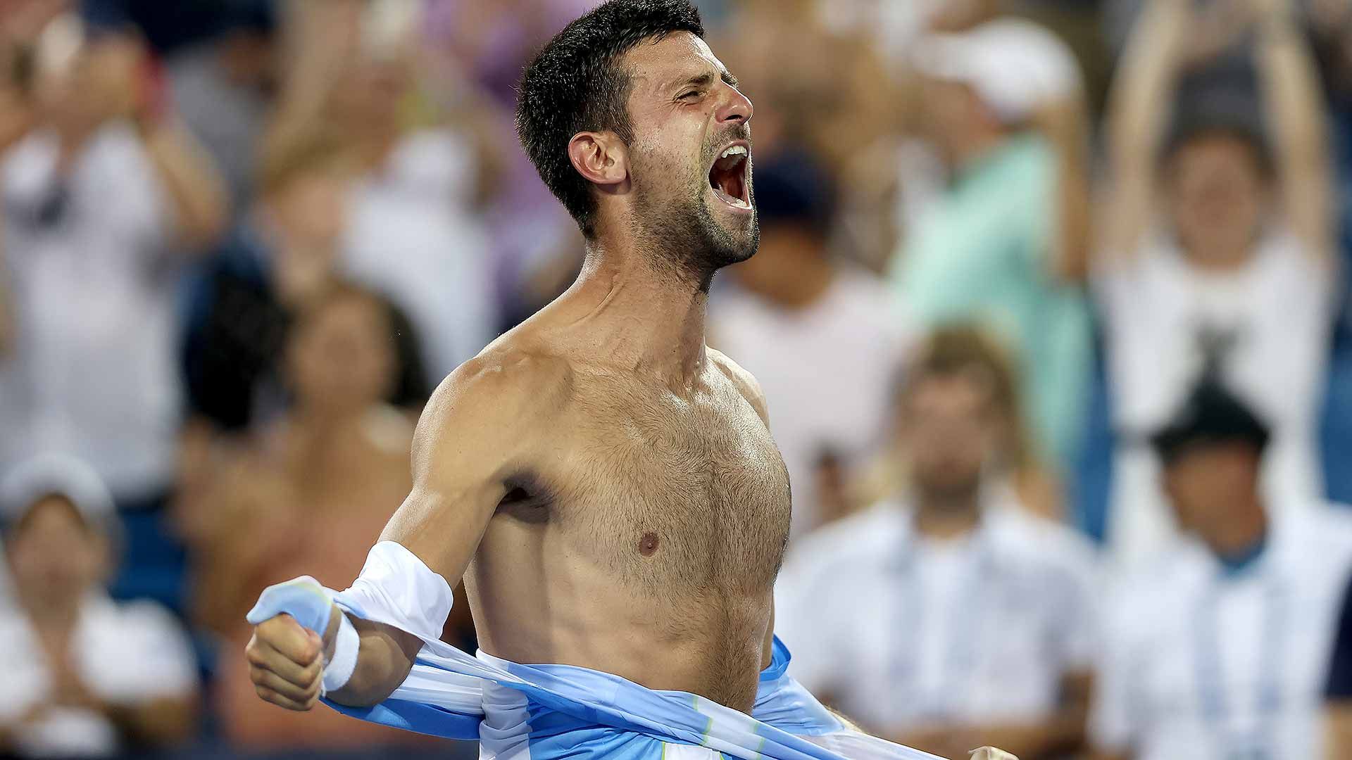 L'urlo di Djokovic dopo il match point a Cincinnati (foto ATP site)
