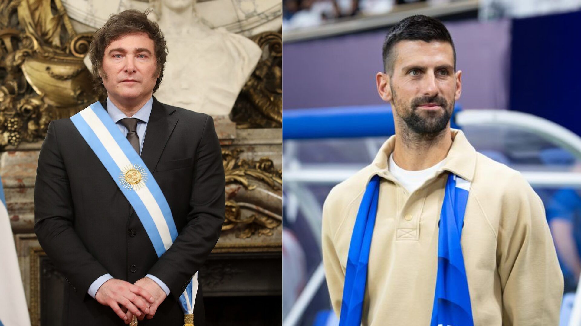 Javier Milei, presidente dell'Argentina, e Novak Djokovic