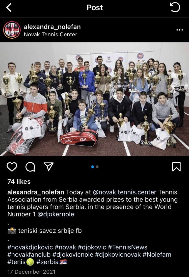 Novak Djokovic in data 17 dicembre 2021