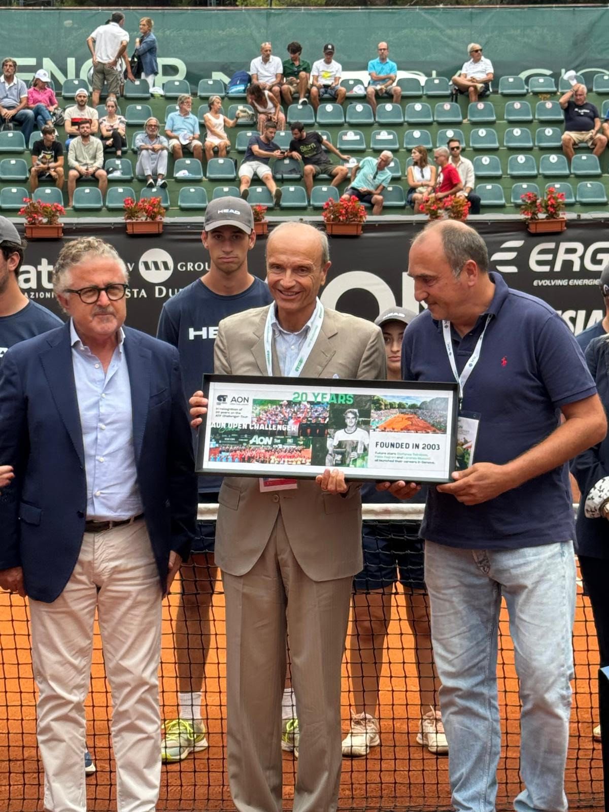 Da sinistra il Supervisor dell’ATP Carmelo Di Dio, il Presidente del Comitato Organizzatore Mauro Iguera e il Direttore Operativo del torneo Renato Delsanto