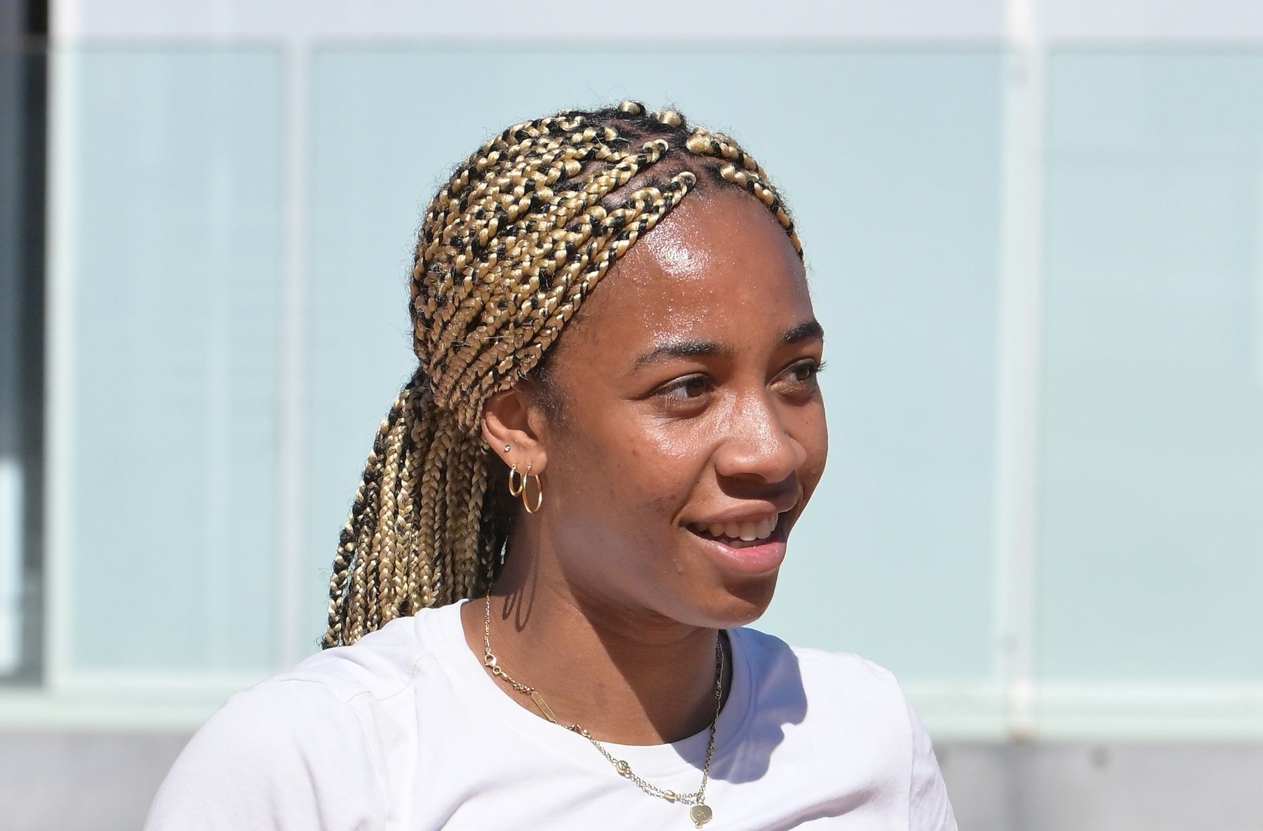 Un primo piano di una sorridente Tyra Grant (foto FITP)