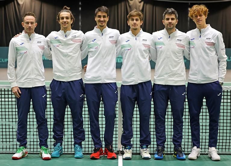 Il team azzurro di Coppa Davis a Malaga