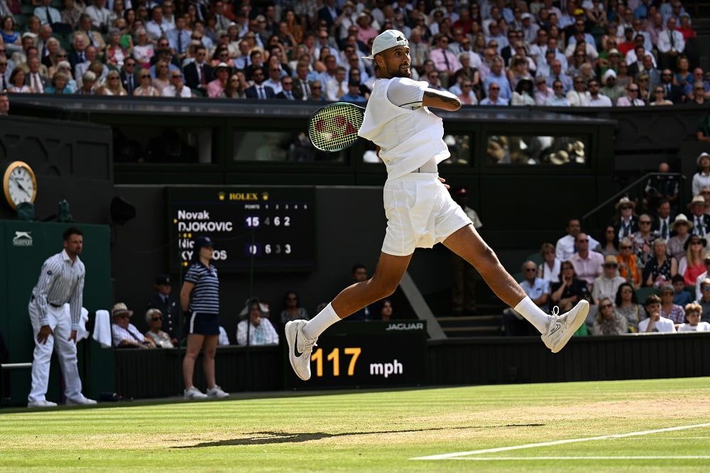 Nick Kyrgios nella finale di Wimbledon 2022