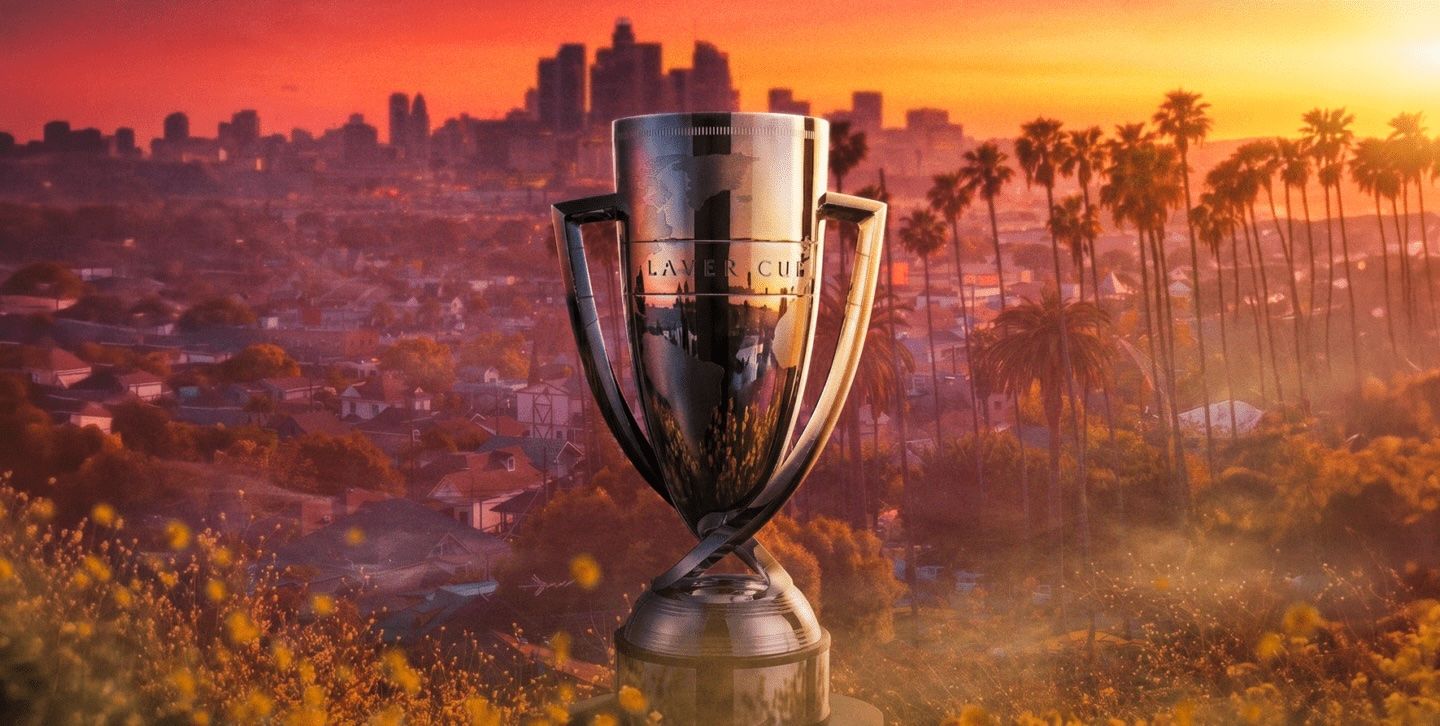 Infografica della Laver Cup con lo sfondo della citt&agrave; californiana