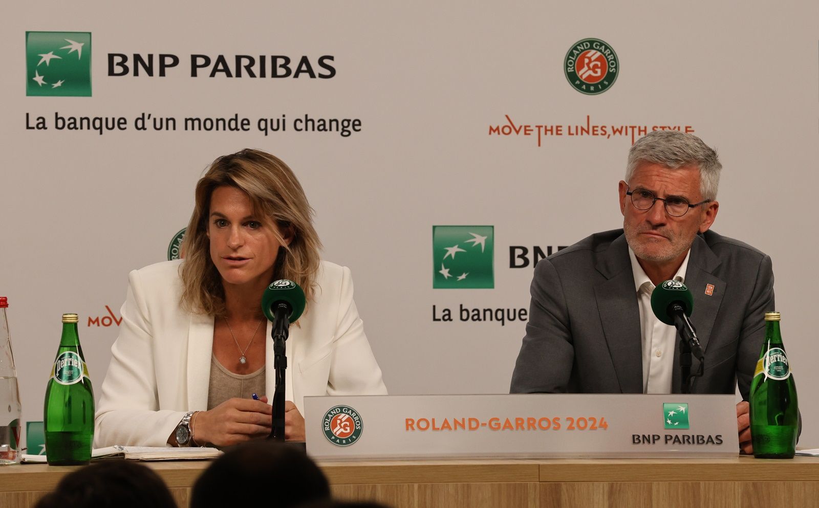 Amelie Mauresmo, direttrice di Roland Garros, e Gilles Moretton (FFT) - foto Patrick Boren