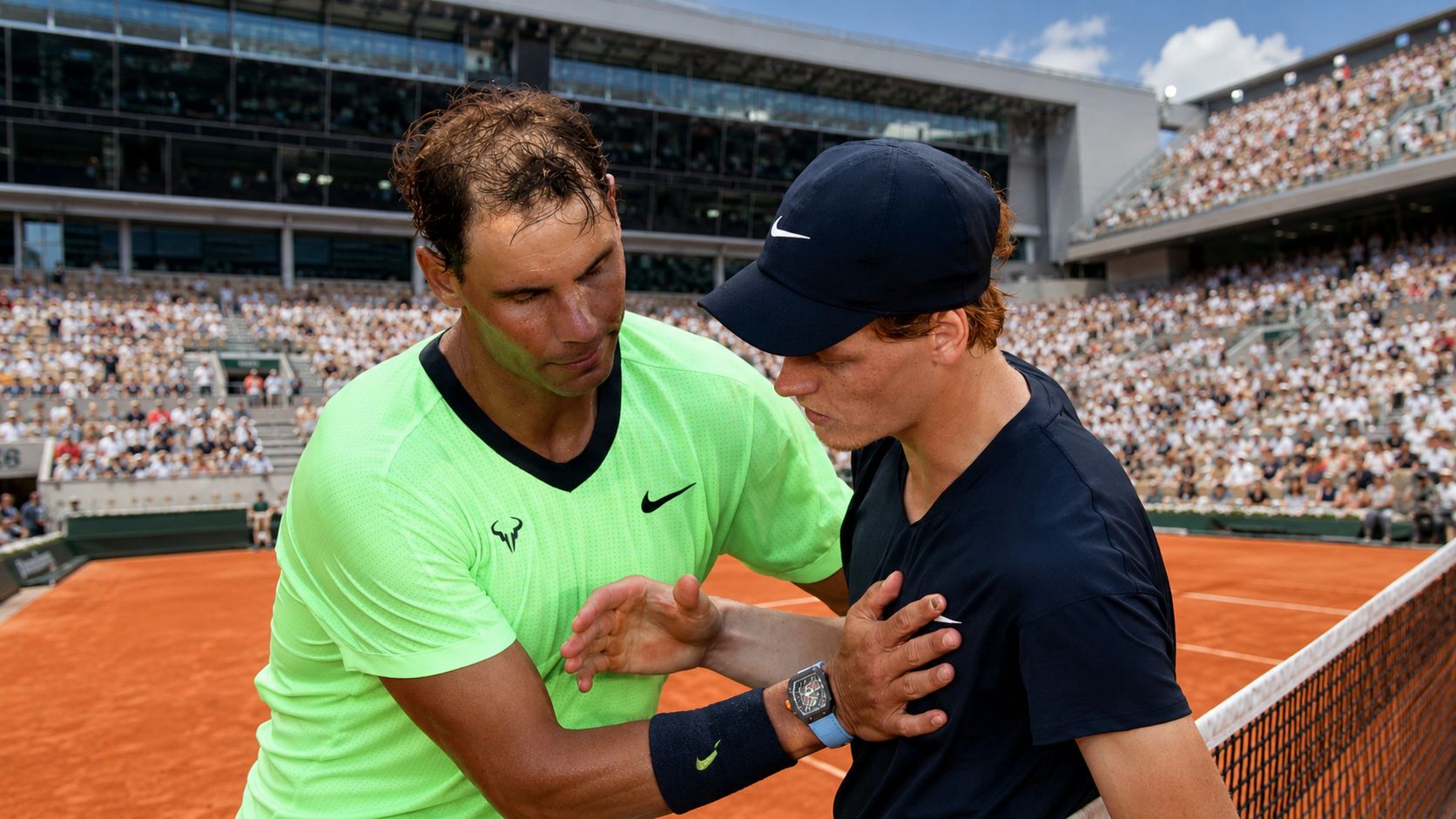 Rafael Nadal con Jannik Sinner - Foto Getty Images