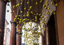 Palle da tennis usate diventano installazione artistica a Bologna