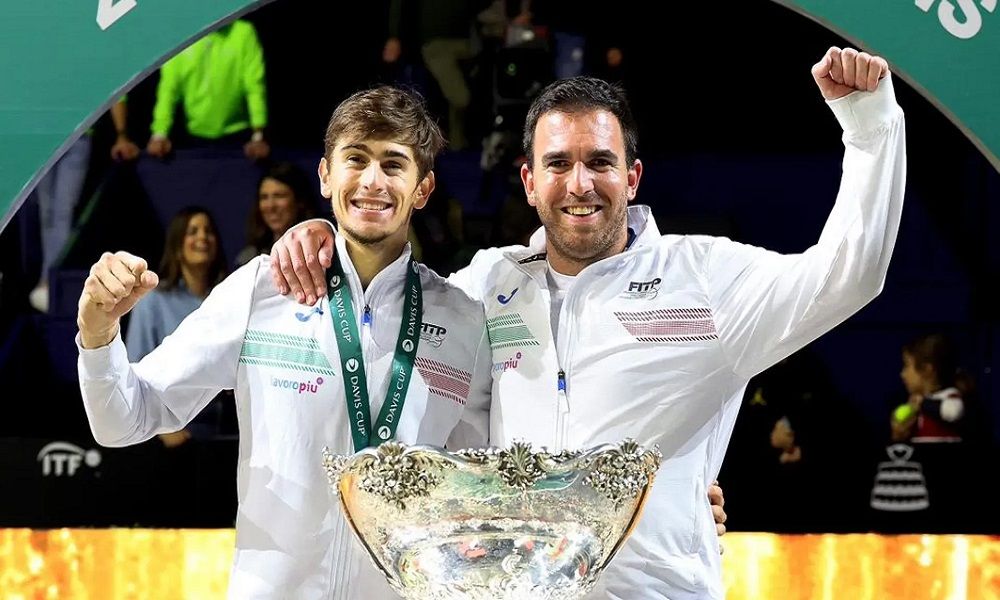 Arnaldi e Petrone il giorno della vittoria in Davis Cup a Malaga