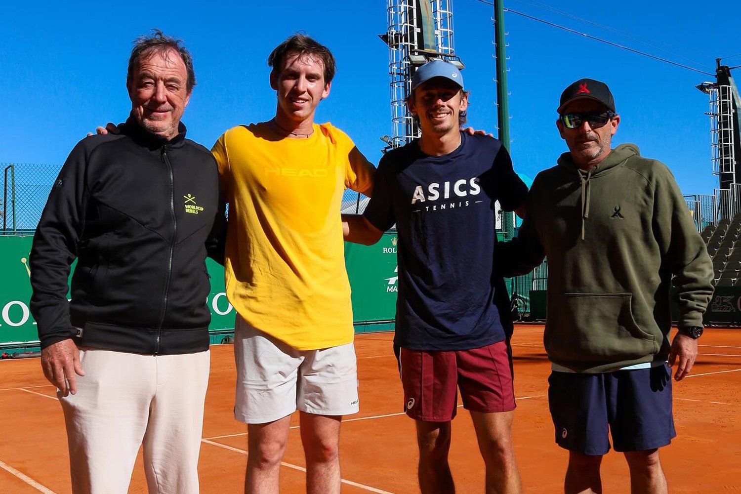 Da sinistra: Riccardo Piatti, Rocco Piatti, Alex De Minaur e Adolfo Gutierrez (coach De Minaur)