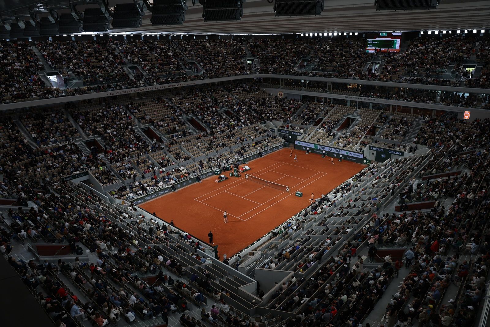Tetto chiuso sul Chatrier a Roland Garros (Patrick Boren)