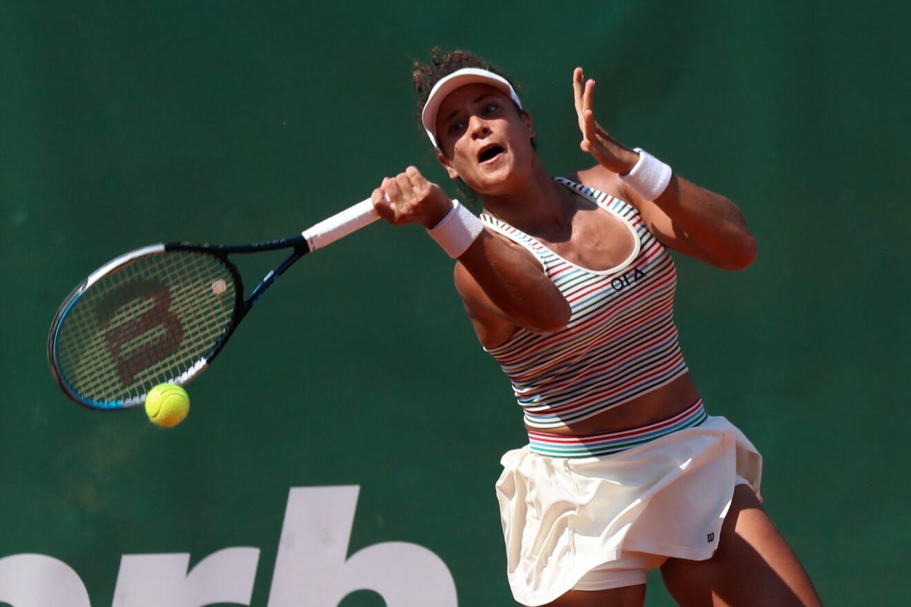 Mayar Sherif, 30 anni dal Cairo, ha eliminato Jennifer Ruggeri agli Internazionali femminili di tennis BCC Brescia (foto Felice Calabr&ograve;)