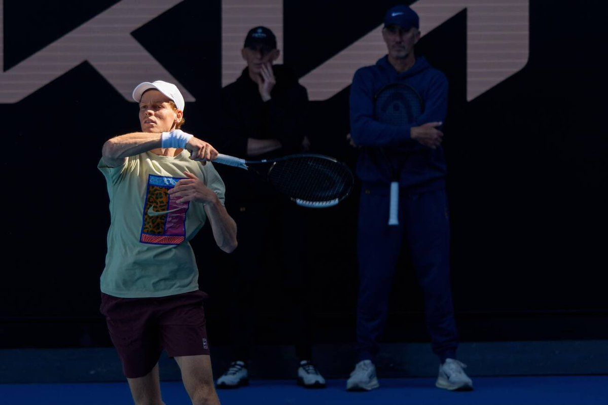 Jannik Sinner, primo allenamento a Melbourne (foto Getty Images)