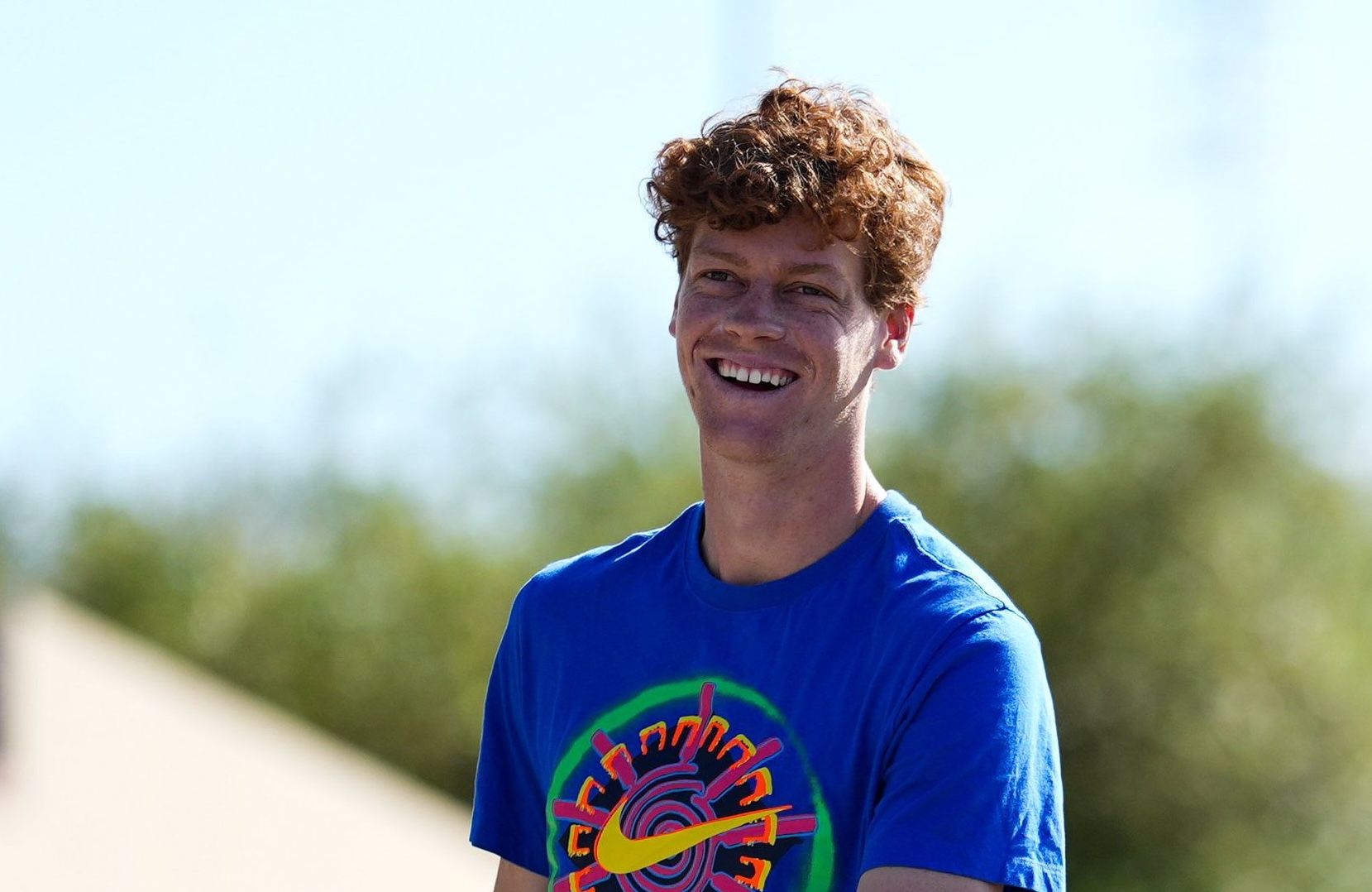 Jannik Sinner in allenamento a Indian Wells